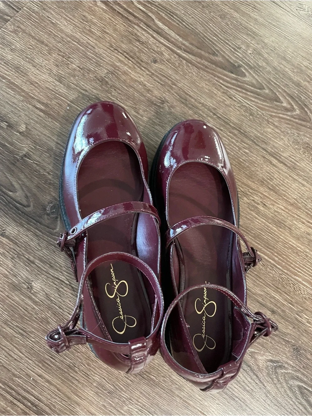 Jessica Simpson Burgundy Patent Mary Jane Platform Shoe